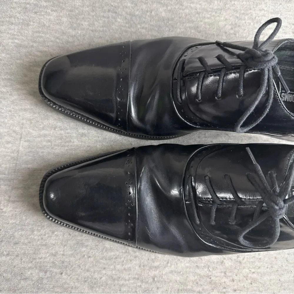 Stacy Adams Mens‎ Oxford Lace Shoe Black Leather Size 10 M Tie Up 20135-001